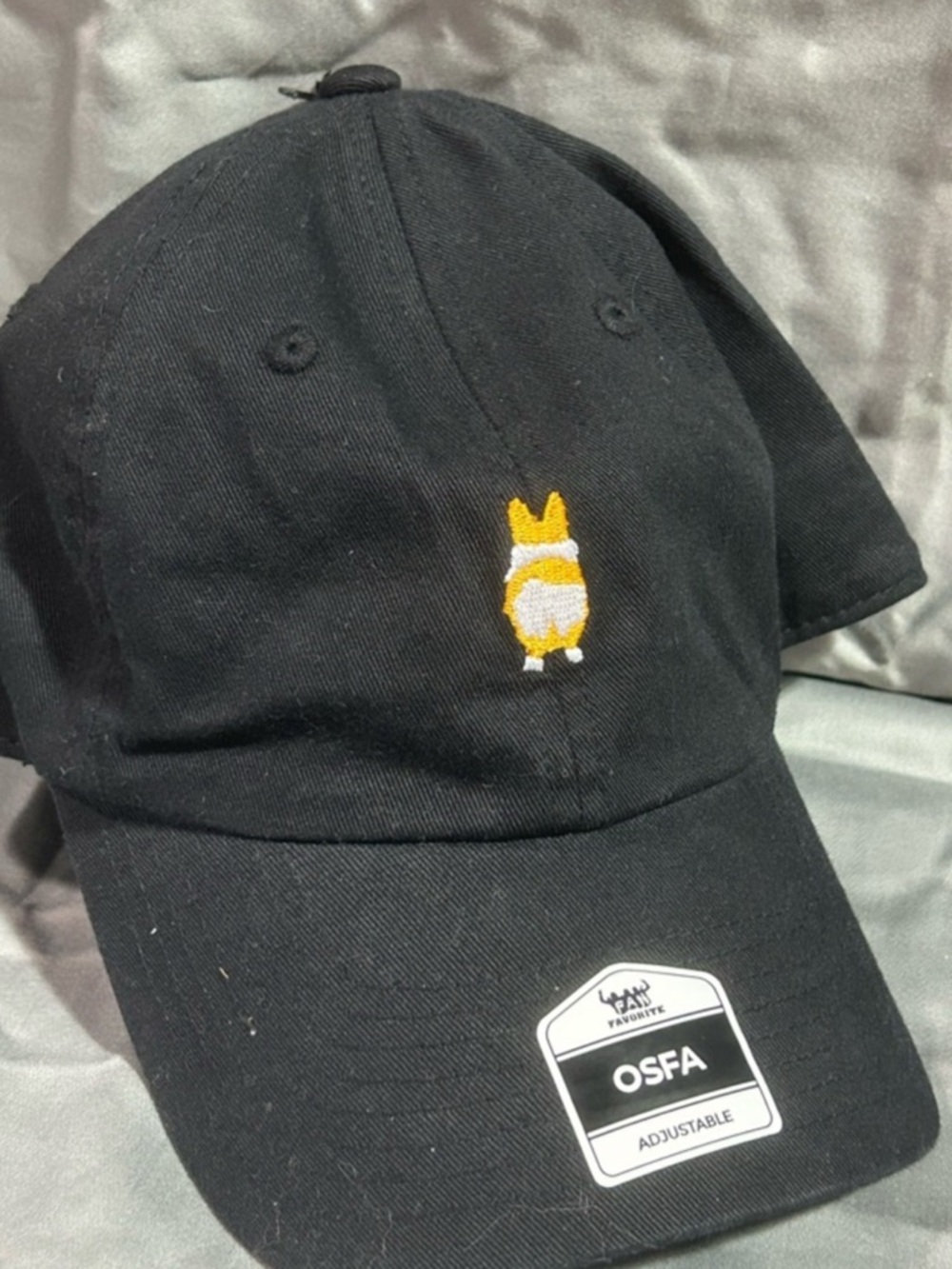 Black Corgi Embroidered Baseball Cap - Adjustable